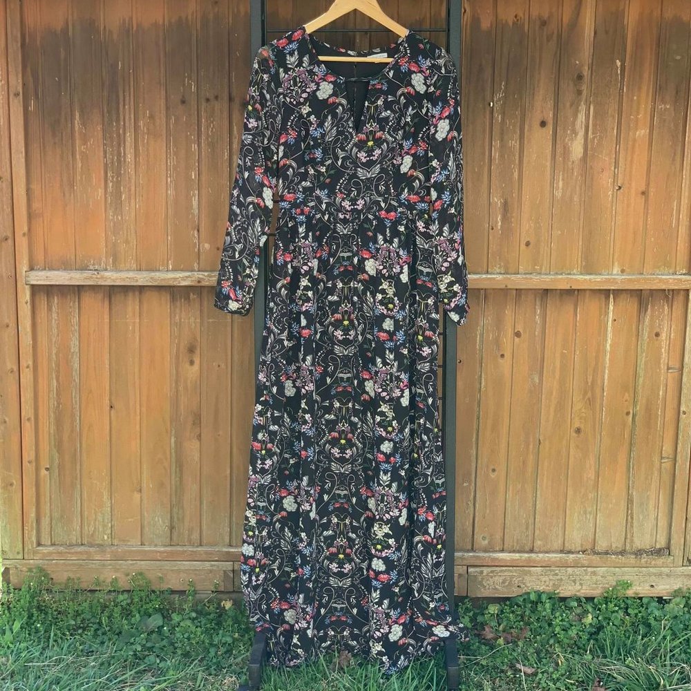 Lace & Mesh black maxi dress